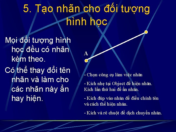 5. Tạo nhãn cho đối tượng hình học Mọi đối tượng hình học đều