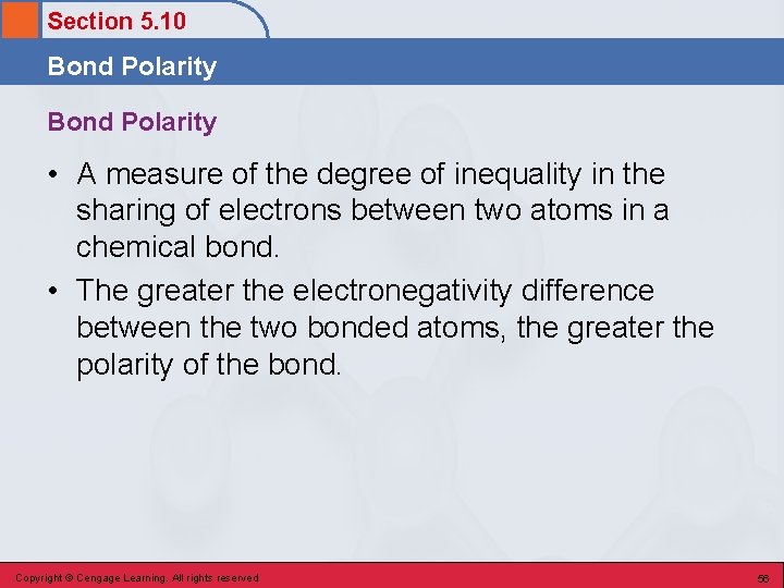 Section 5. 10 Bond Polarity • A measure of the degree of inequality in