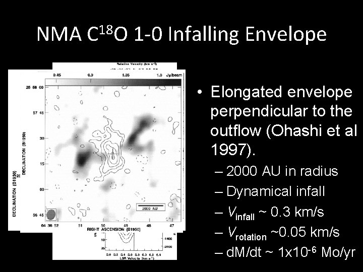 NMA C 18 O 1 -0 Infalling Envelope • Elongated envelope perpendicular to the