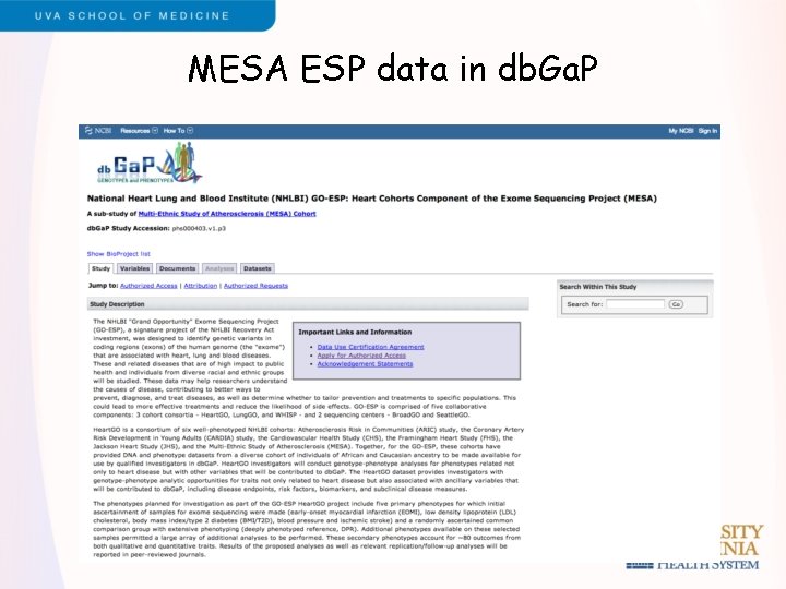 MESA ESP data in db. Ga. P 