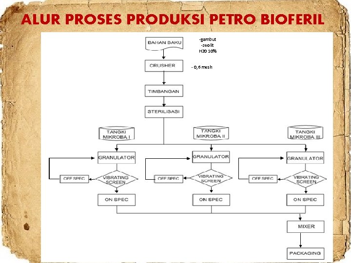 ALUR PROSES PRODUKSI PETRO BIOFERIL -gambut -zeolit H 20 10% - 0, 6 mesh