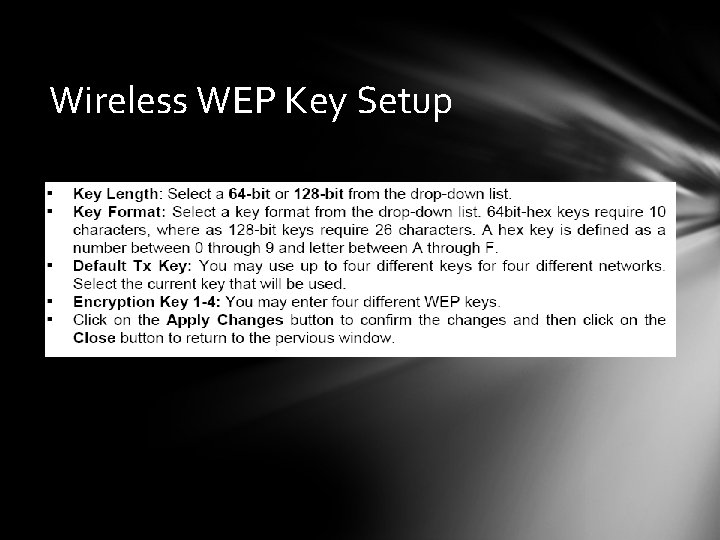 Wireless WEP Key Setup 
