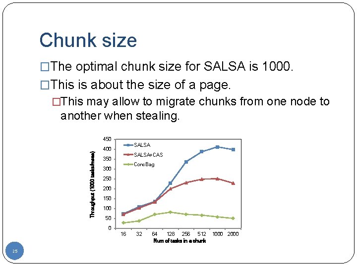 Chunk size �The optimal chunk size for SALSA is 1000. �This is about the