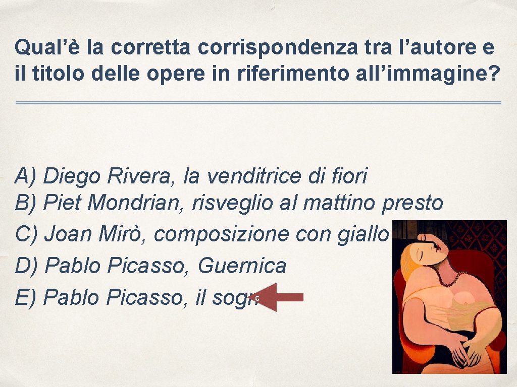 Qual’è la corretta corrispondenza tra l’autore e il titolo delle opere in riferimento all’immagine?