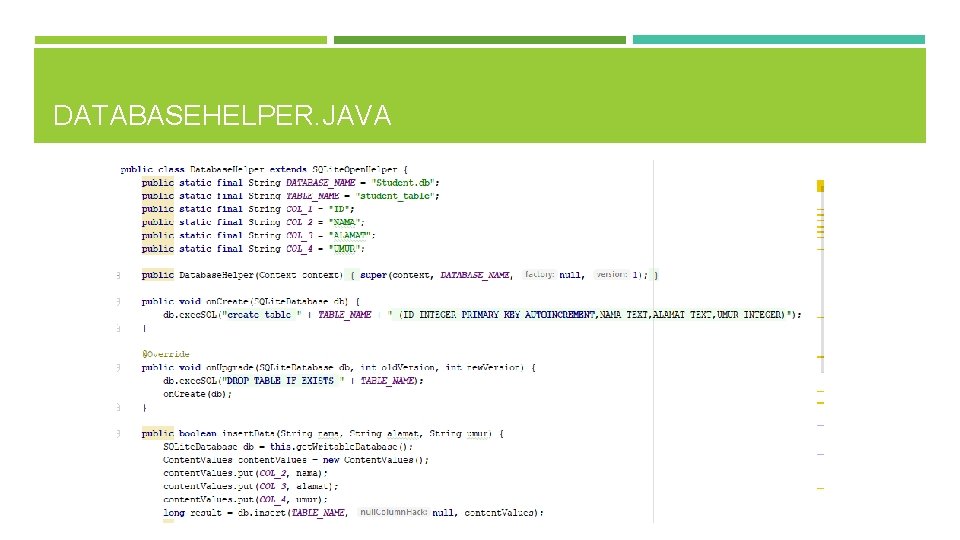 DATABASEHELPER. JAVA 