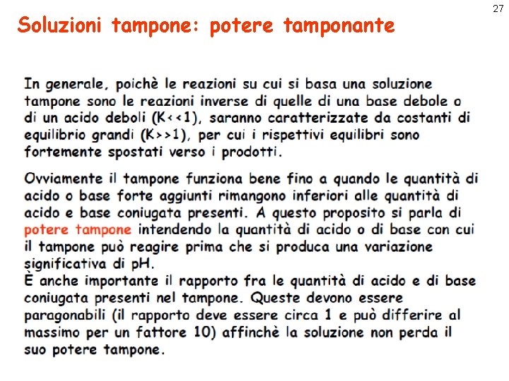 Soluzioni tampone: potere tamponante 27 