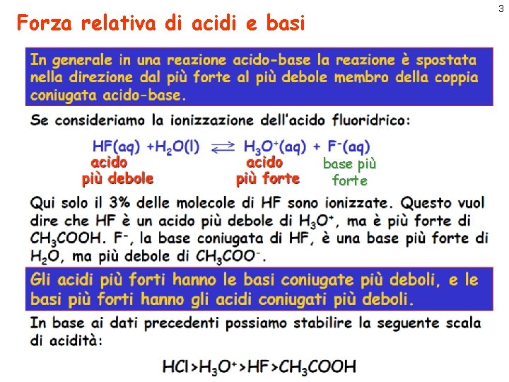 3 Forza relativa di acidi e basi base più forte 