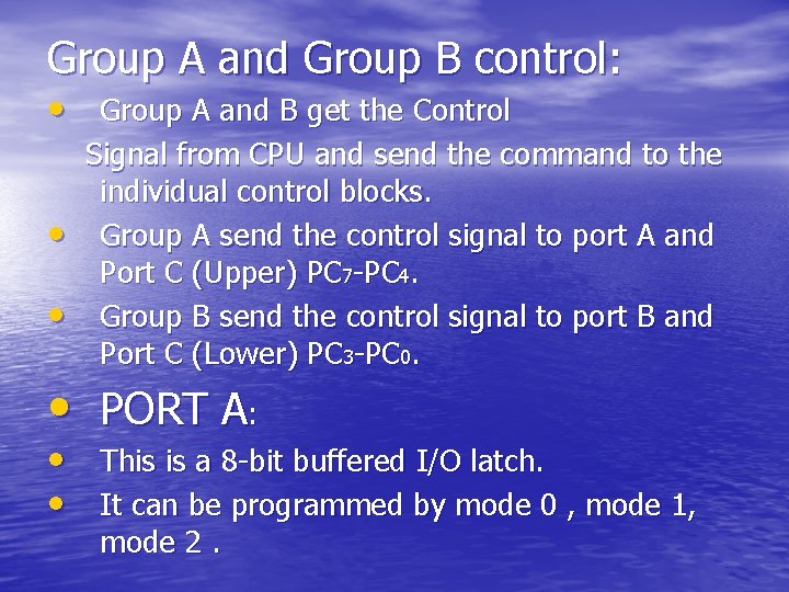 Group A and Group B control: • Group A and B get the Control