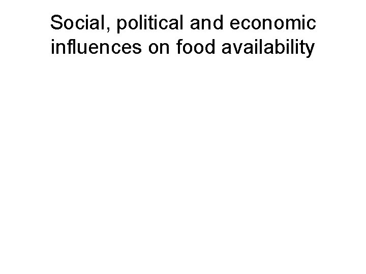 Social, political and economic influences on food availability 