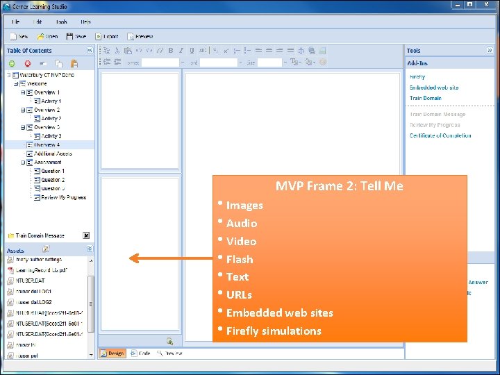 Cerner Learning Studio: Content Types, MVP Frame 2: Tell Me • Images • Audio