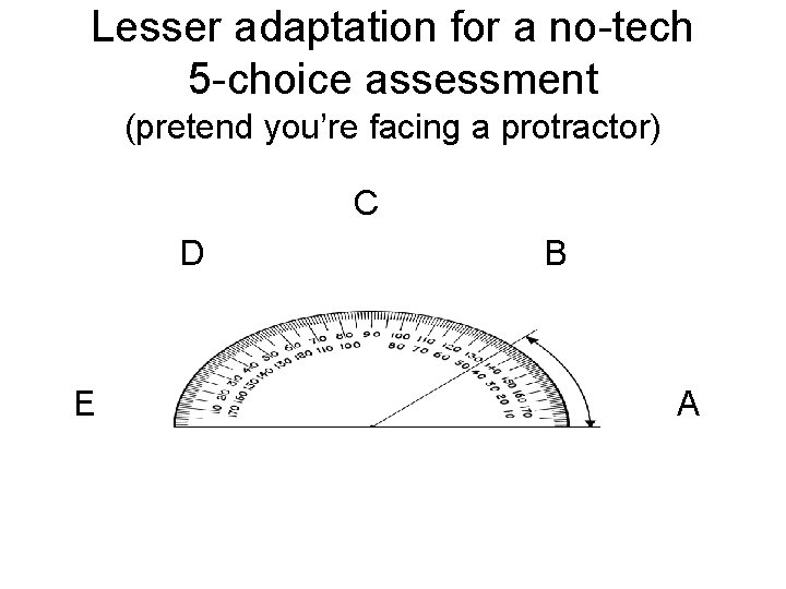 Lesser adaptation for a no-tech 5 -choice assessment (pretend you’re facing a protractor) C