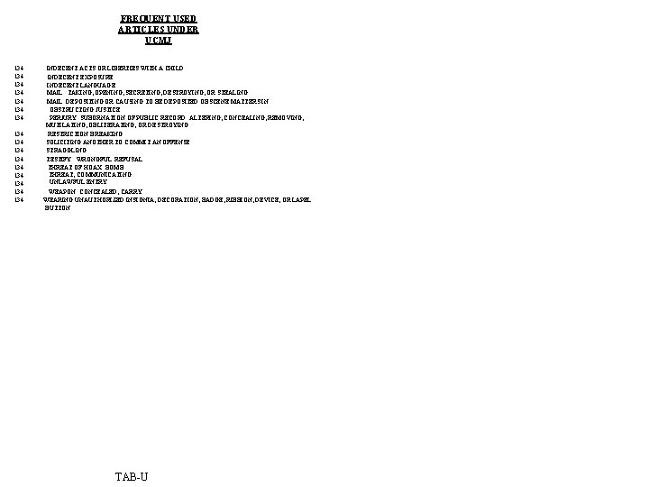 FREQUENT USED ARTICLES UNDER UCMJ 134 INDECENT ACTS OR LIBERTIES WITH A CHILD 134