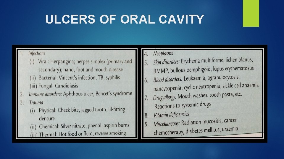 ULCERS OF ORAL CAVITY 