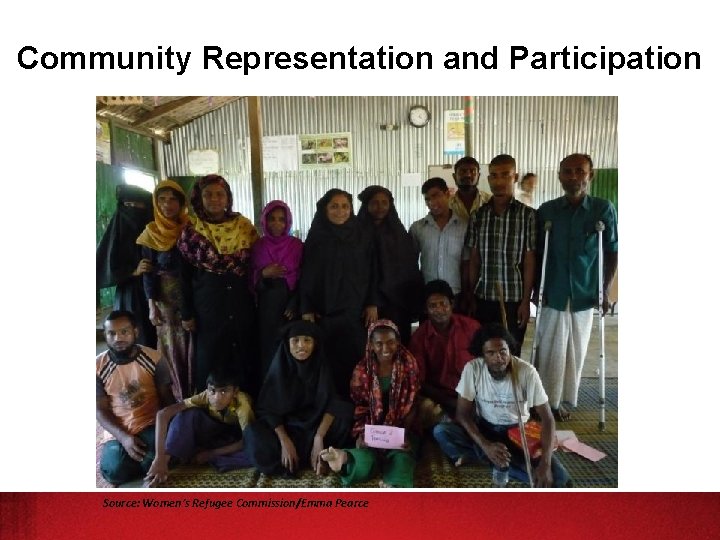 Community Representation and Participation Source: Women’s Refugee Commission/Emma Pearce 