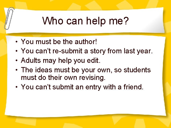Who can help me? • • You must be the author! You can’t re-submit
