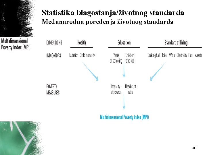 Statistika blagostanja/životnog standarda Međunarodna poređenja životnog standarda 40 