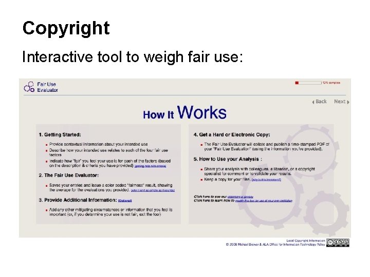 Copyright Interactive tool to weigh fair use: 