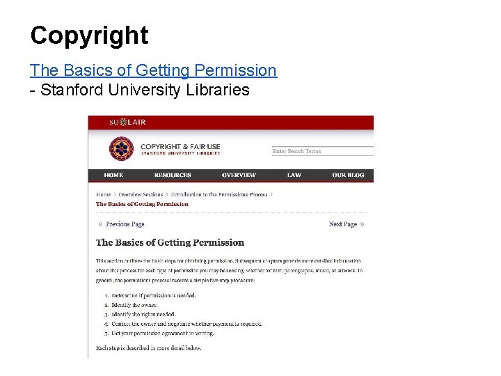 Copyright The Basics of Getting Permission - Stanford University Libraries 