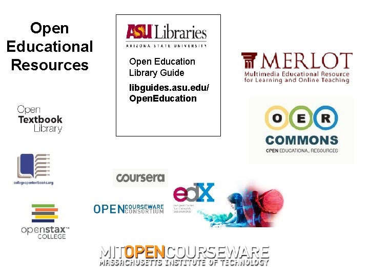 Open Educational Resources Open Education Library Guide libguides. asu. edu/ Open. Education 