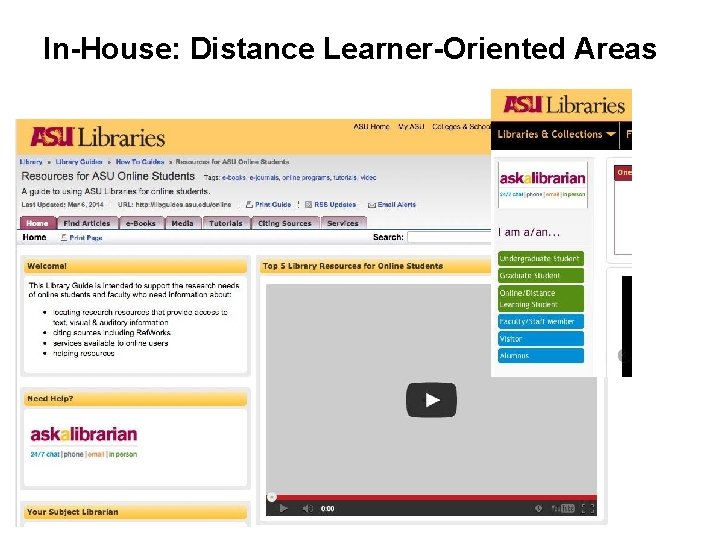 In-House: Distance Learner-Oriented Areas 