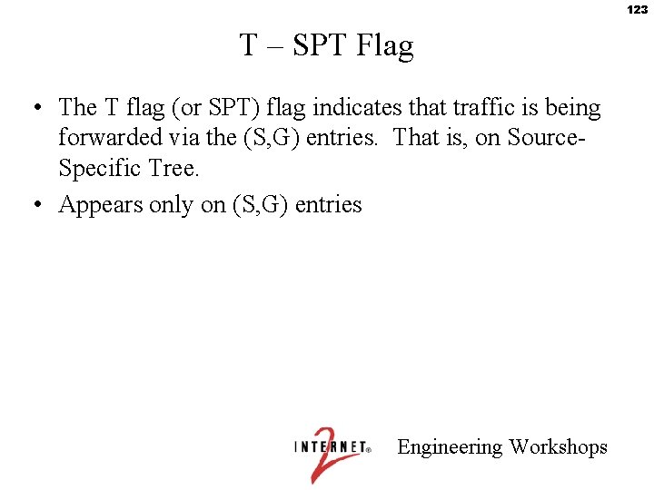 123 T – SPT Flag • The T flag (or SPT) flag indicates that