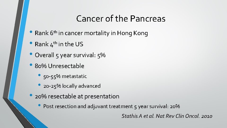 Cancer of the Pancreas • Rank 6 th in cancer mortality in Hong Kong