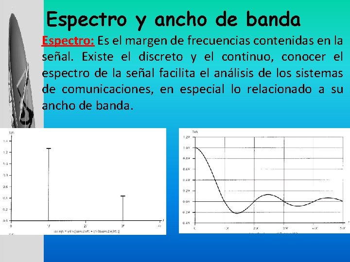 Espectro y ancho de banda Espectro: Es el margen de frecuencias contenidas en la