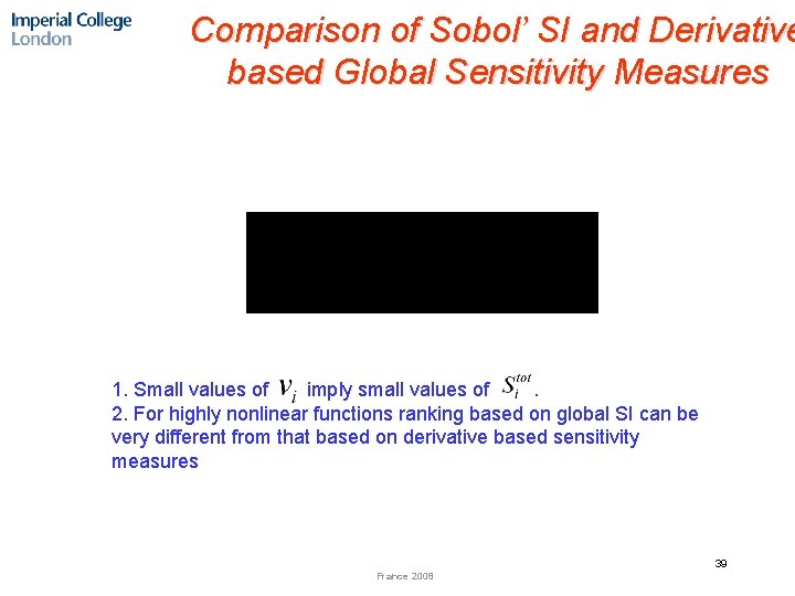 Comparison of Sobol’ SI and Derivative based Global Sensitivity Measures 1. Small values of