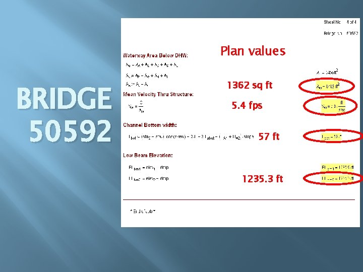 Plan values BRIDGE 50592 1362 sq ft 5. 4 fps 57 ft 1235. 3