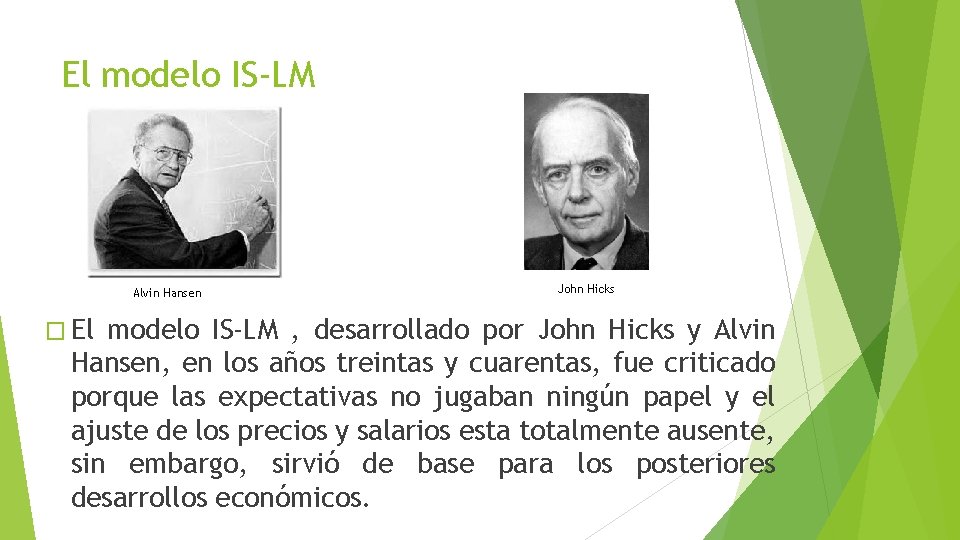 El modelo IS-LM Alvin Hansen � El John Hicks modelo IS-LM , desarrollado por