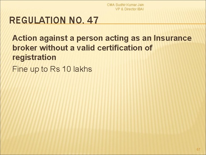 CMA Sudhir Kumar Jain VP & Director IBAI REGULATION NO. 47 Action against a