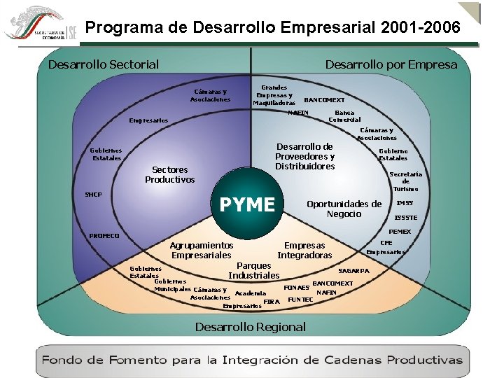 Programa de Desarrollo Empresarial 2001 -2006 Desarrollo Sectorial Desarrollo por Empresa Cámaras y Asociaciones