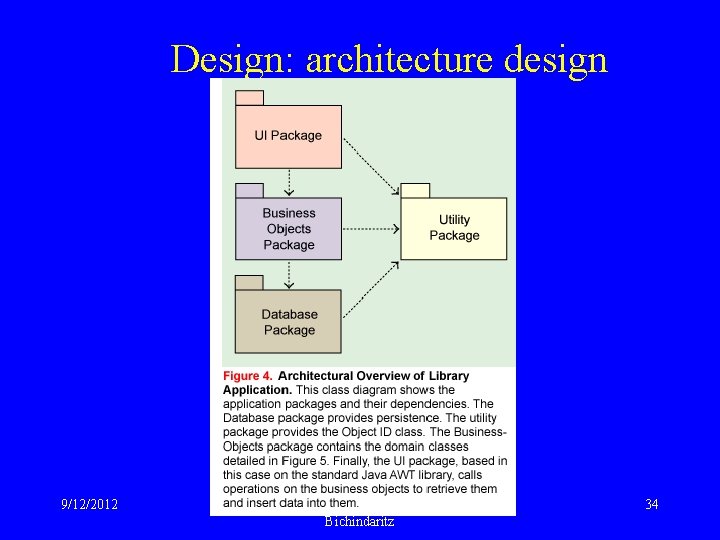 Design: architecture design 9/12/2012 ISC 471/HCI 571 Isabelle Bichindaritz 34 