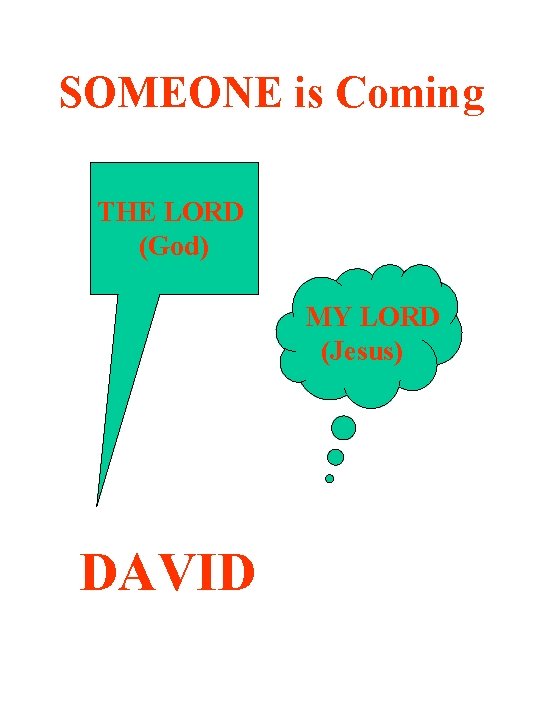 SOMEONE is Coming THE LORD (God) MY LORD (Jesus) DAVID 