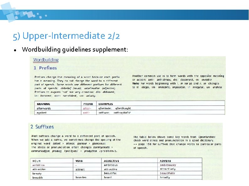 5) Upper-Intermediate 2/2 Wordbuilding guidelines supplement: 