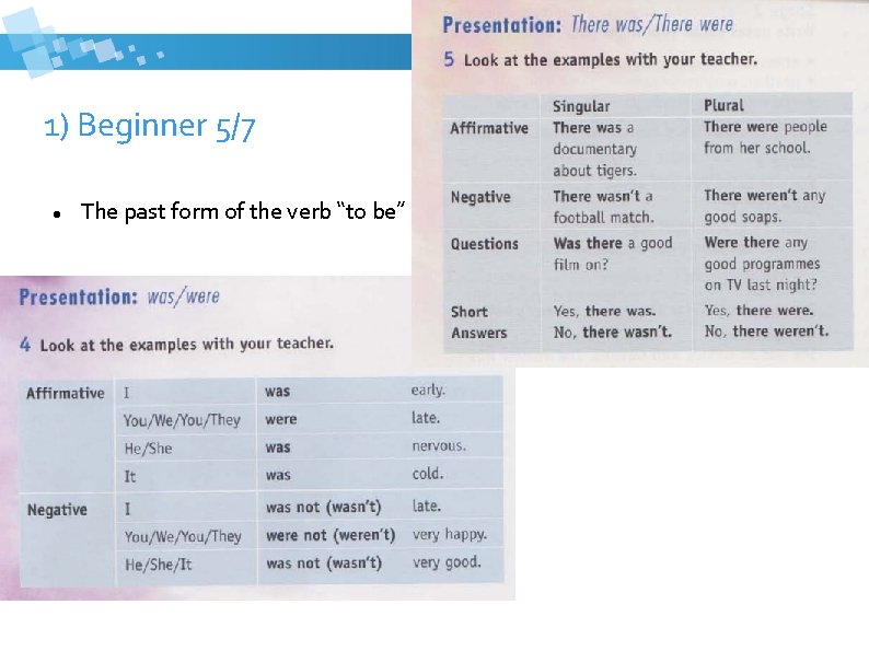 1) Beginner 5/7 The past form of the verb “to be” 