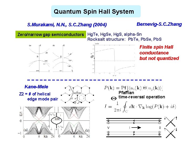 Quantum Spin Hall System S. Murakami, N. N. , S. C. Zhang (2004) Bernevig-S.