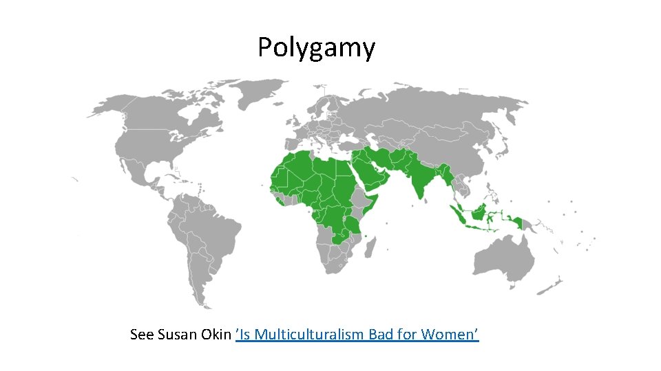 Polygamy See Susan Okin ’Is Multiculturalism Bad for Women’ 