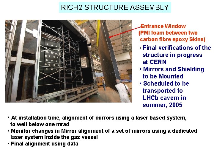 RICH 2 STRUCTURE ASSEMBLY Entrance Window (PMI foam between two carbon fibre epoxy Skins)