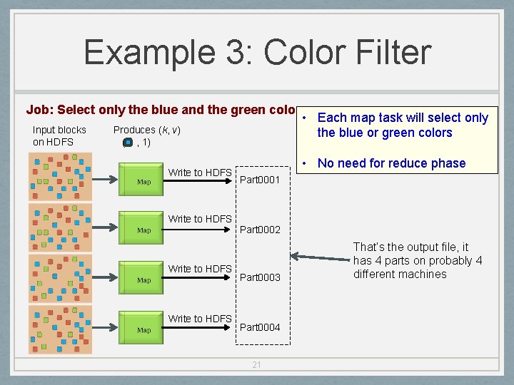 Example 3: Color Filter Job: Select only the blue and the green colors •