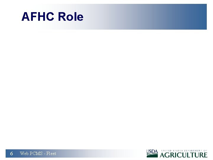 AFHC Role 6 Web PCMS - Fleet 
