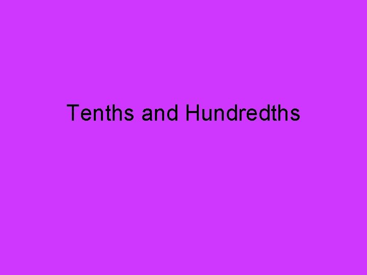 Tenths and Hundredths 