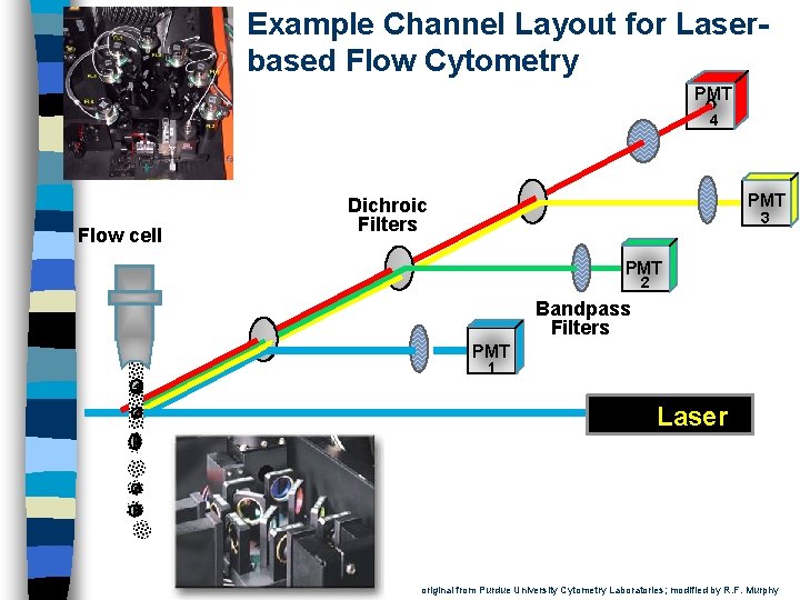 Example Channel Layout for Laserbased Flow Cytometry PMT 4 Flow cell PMT Dichroic Filters