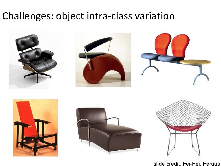 Challenges: object intra-class variation slide credit: Fei-Fei, Fergus 