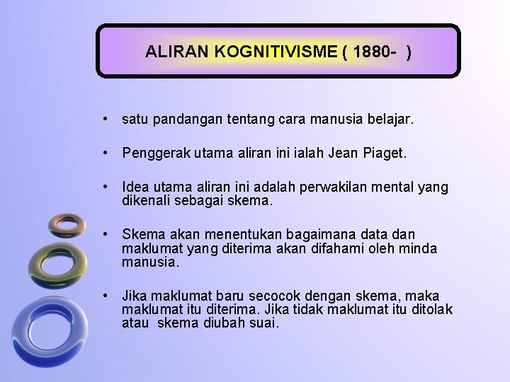 ALIRAN KOGNITIVISME ( 1880 - ) • satu pandangan tentang cara manusia belajar. •