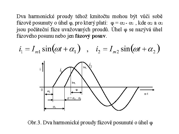 Dva harmonické proudy téhož kmitočtu mohou být vůči sobě fázově posunuty o úhel ,