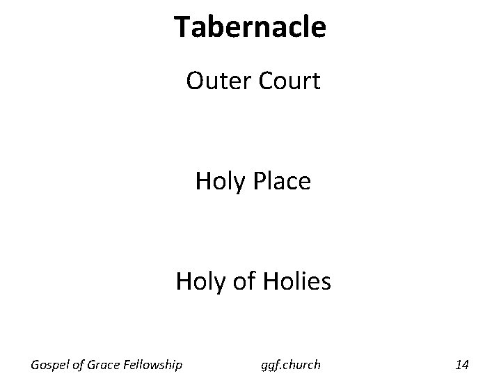 Tabernacle Outer Court Holy Place Holy of Holies Gospel of Grace Fellowship ggf. church