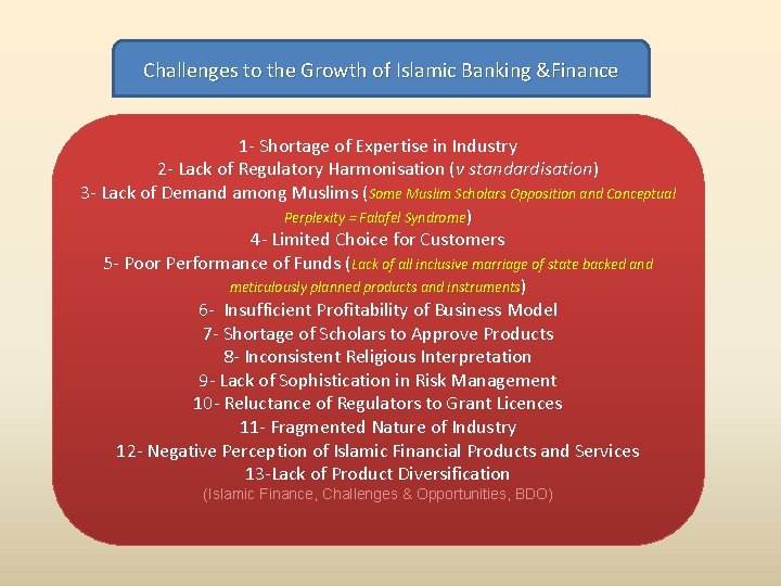 Challenges to the Growth of Islamic Banking &Finance 1 - Shortage of Expertise in