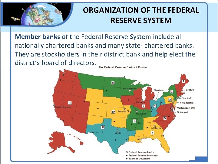 ORGANIZATION OF THE FEDERAL RESERVE SYSTEM Member banks of the Federal Reserve System include