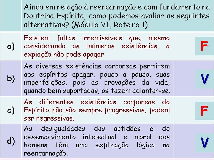 Ainda em relação à reencarnação e com fundamento na Doutrina Espírita, como podemos avaliar Ainda em relação à reencarnação e com fundamento na Doutrina Espírita, como podemos avaliar